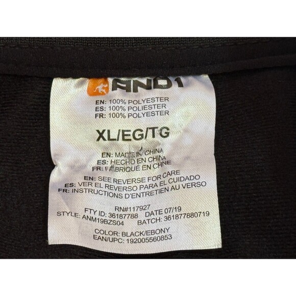 AND1 Men's Long Sleeve Full Zip Polyester Basketball Fleece Black XL - Picture 5 of 6